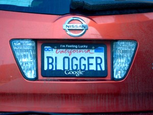 Image of car license plate with BLOGGER