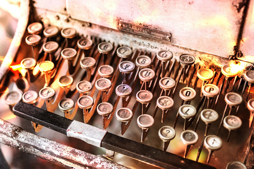 close up shot of old typewriter