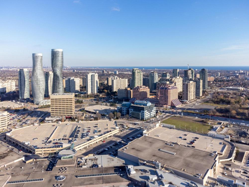 Aerial view of City of Mississauga downtown skyline