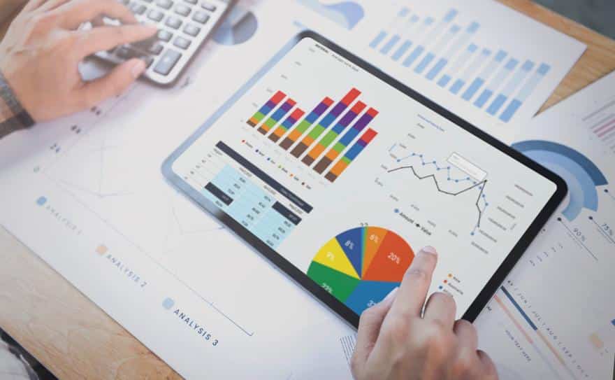 A person looking at analytics on a tablet