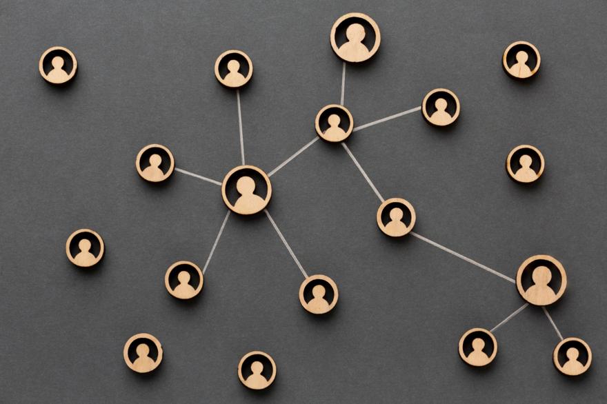 Connected icons representing a social network