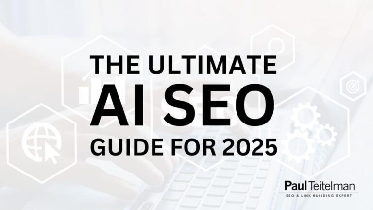 Cover image for “The Ultimate AI SEO Guide for 2025” by Paul Teitelman with tech icons in the background